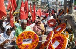  Wreath laying at the Rana Plaza site on the ten year anniversary - NGWF